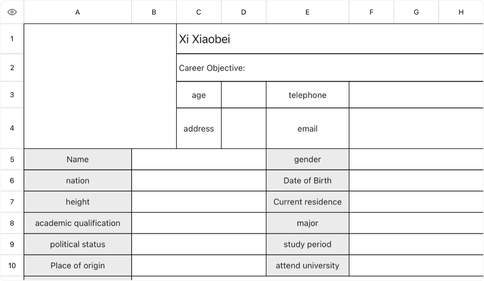 Resume Form